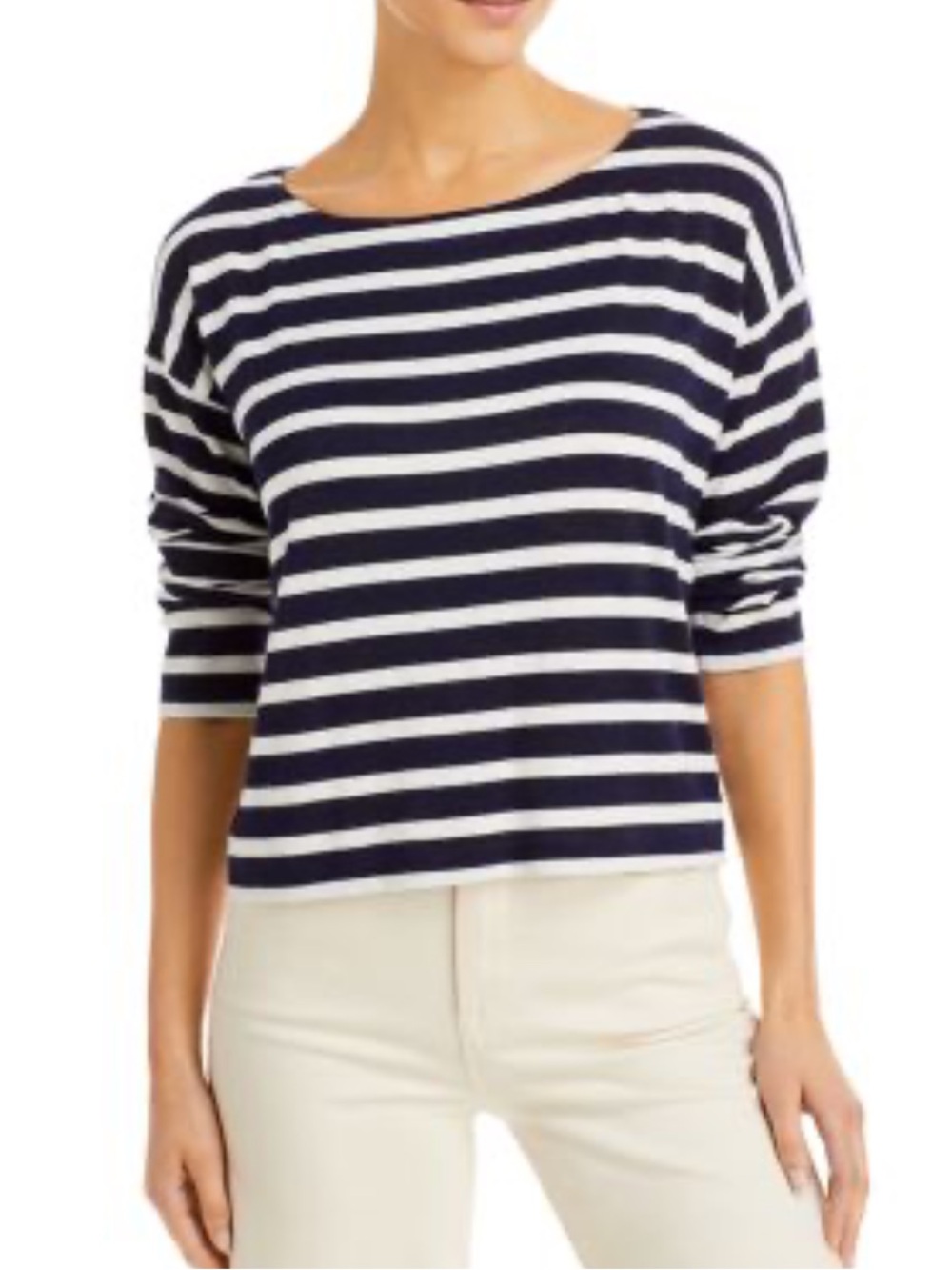 rag & bone Navy and White Striped Crewneck Top